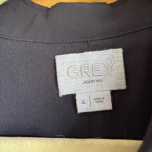 Grey Jason Wu Collared Button Down Black Belted Dress - Picture 2 of 7